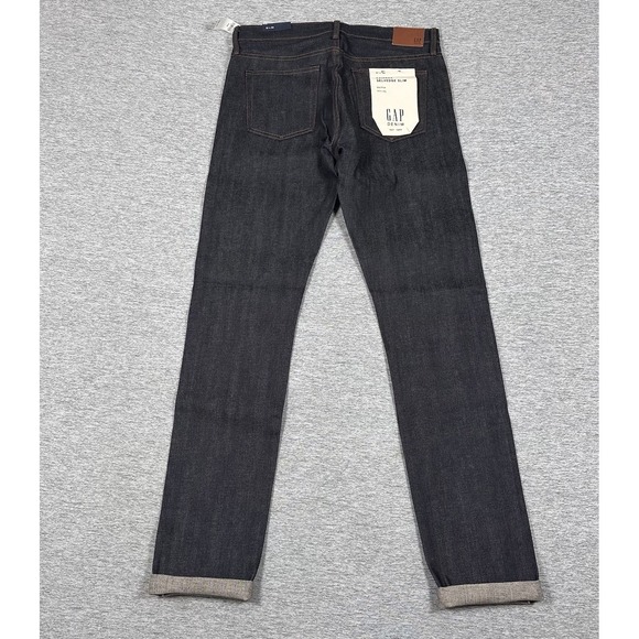 Gap Jeans Mens 31x34 Blue Kaihara Selvedge Denim Slim Fit Mid Rise Hipster NEW - Picture 3 of 16